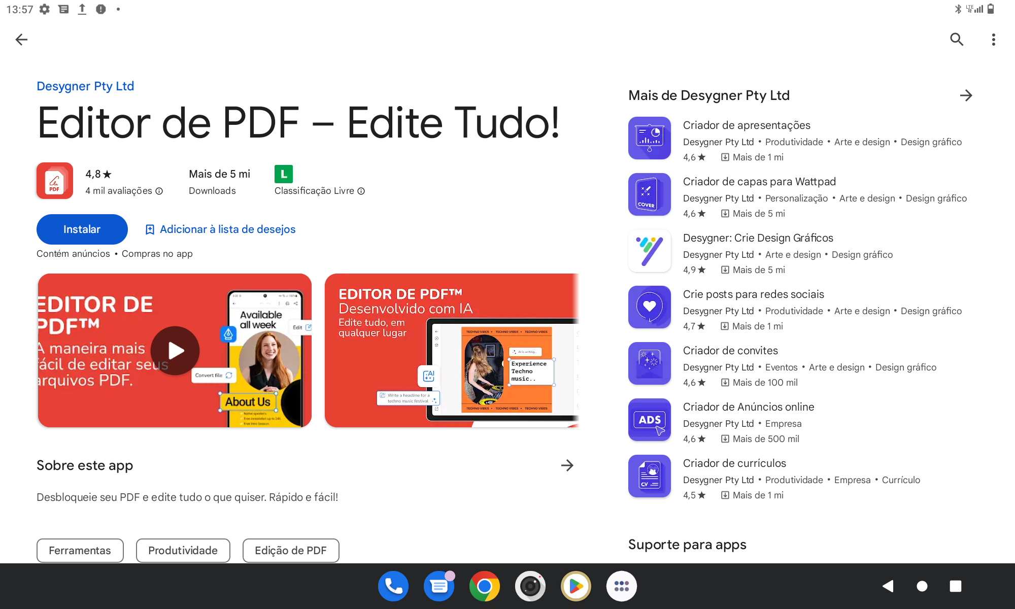 Instalando o editor de PDF