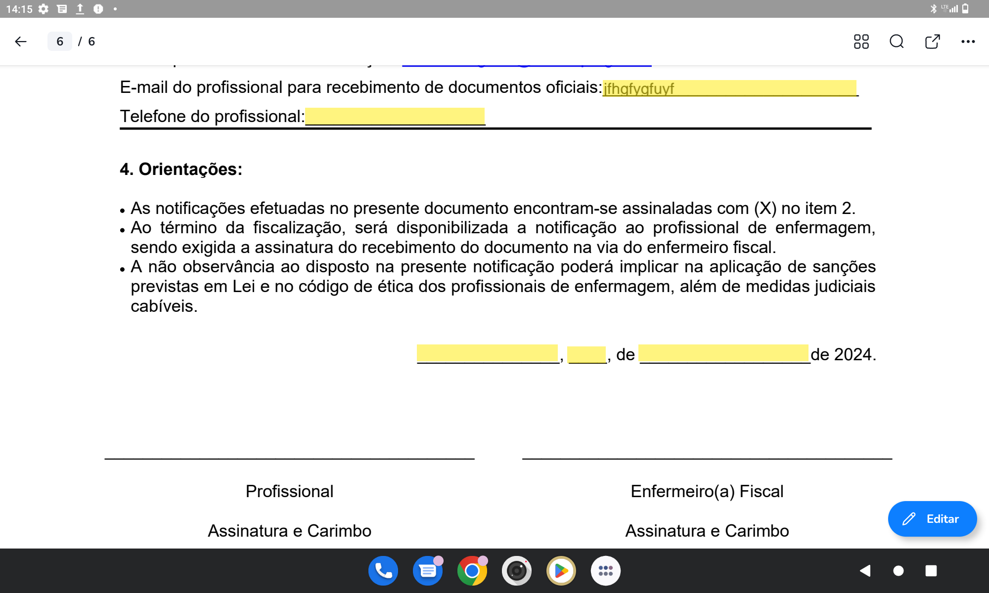 Clique na função Editar