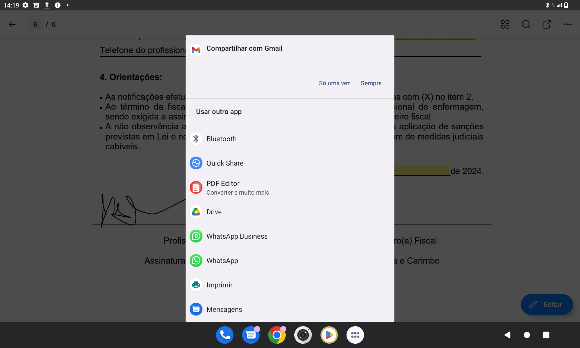 Escolha uma opção de compartilhamento