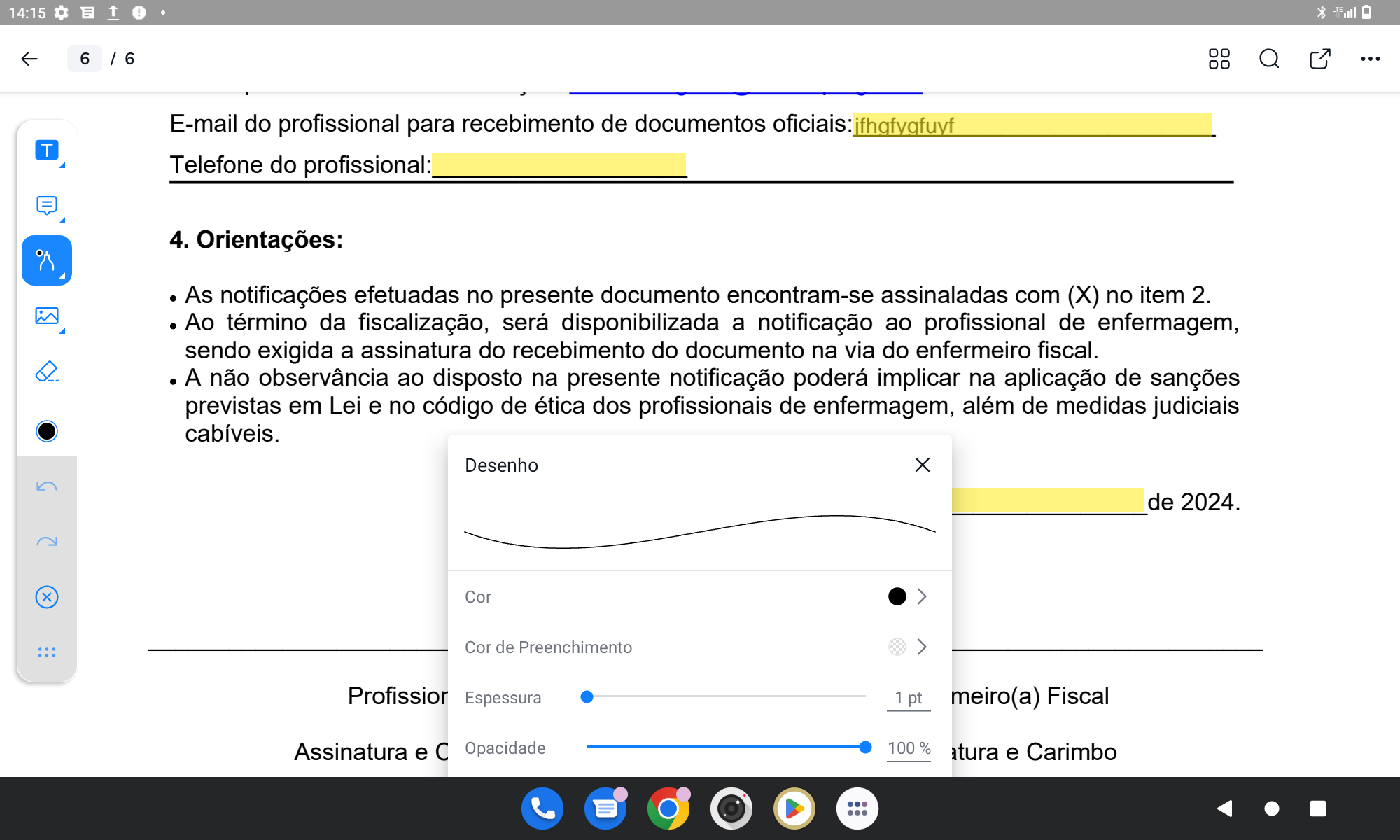 Feche a aba de desenho