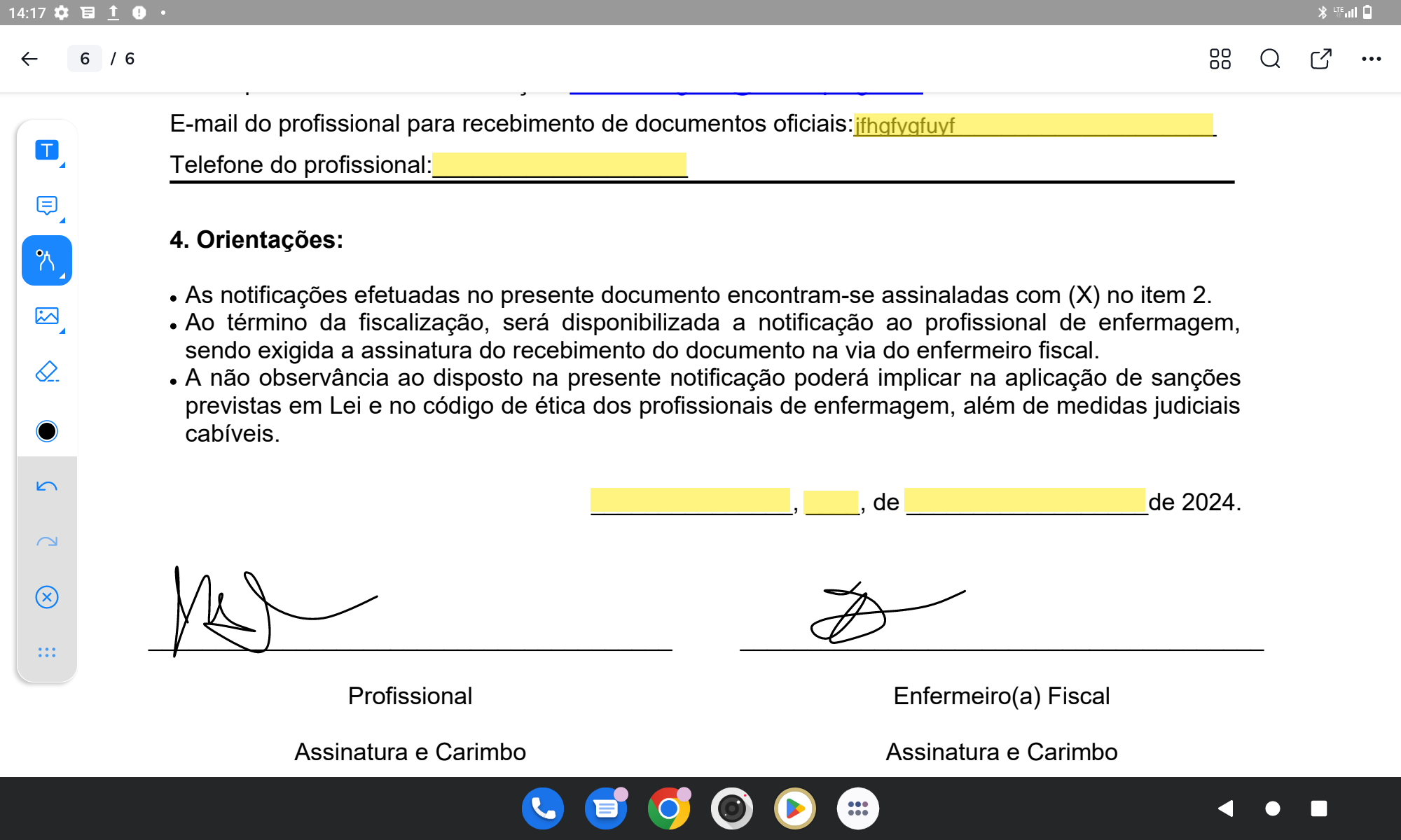 Assinar o documento